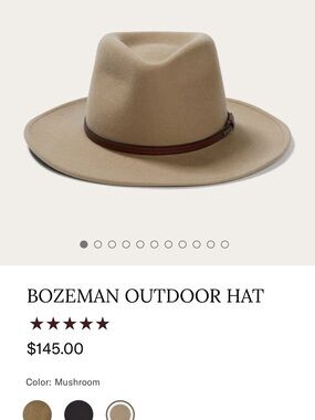 Stetson Bozeman Outdoor Hat in Mushroom Tan with Brown Band